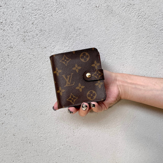 LOUIS VUITTON Monogram Compact Zip Short Wallet M61667 Brown &amp; Gold