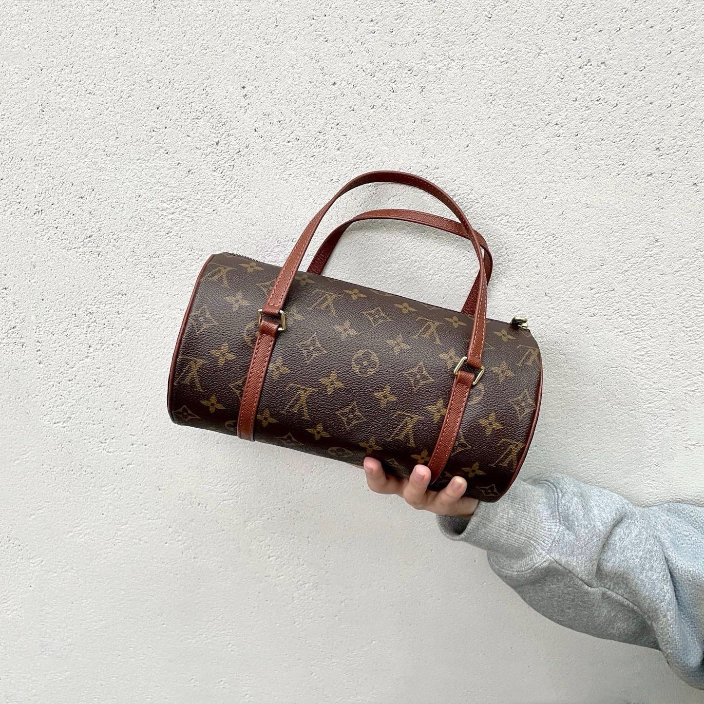 LOUIS VUITTON Monogram PVC & Leather Papillon Handle Bag 26cm M51366 Small Brown/Gold