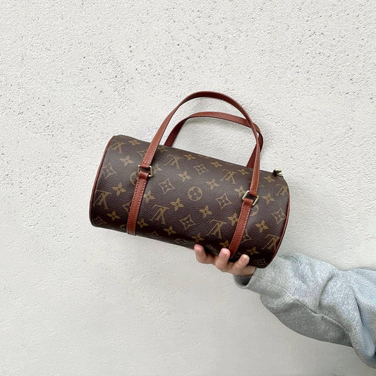 LOUIS VUITTON Monogram PVC & Leather Papillon Handle Bag 26cm M51366 Small Brown/Gold