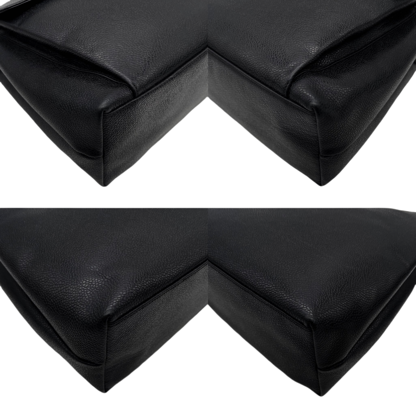 RARE☆☆☆CHANEL Jumbo CC LOGO Pocket Caviar Skin Leather Chains Shoulder Tote Bag Black &amp; Gold