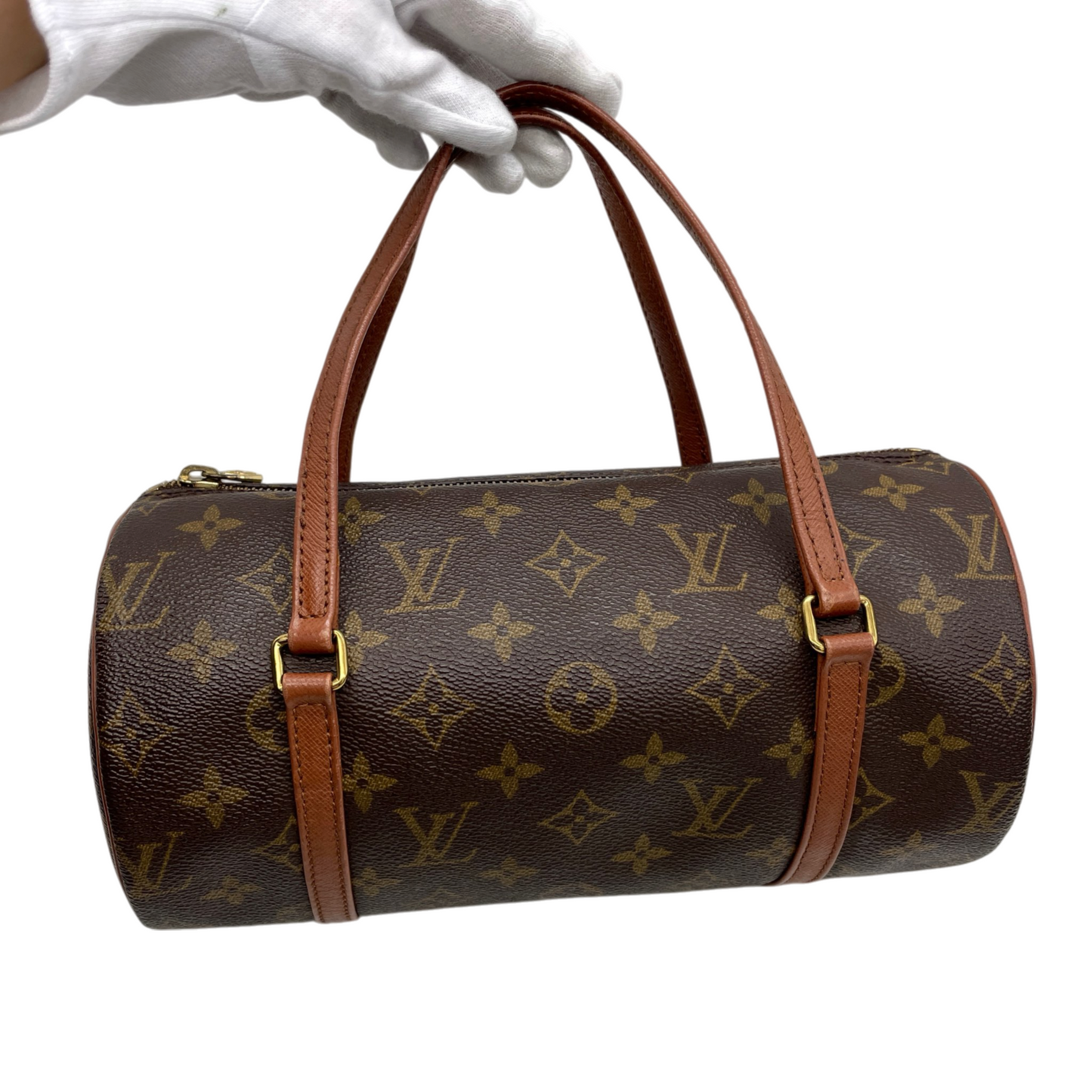 LOUIS VUITTON Monogram PVC & Leather Papillon Handle Bag 26cm M51366 Small Brown/Gold