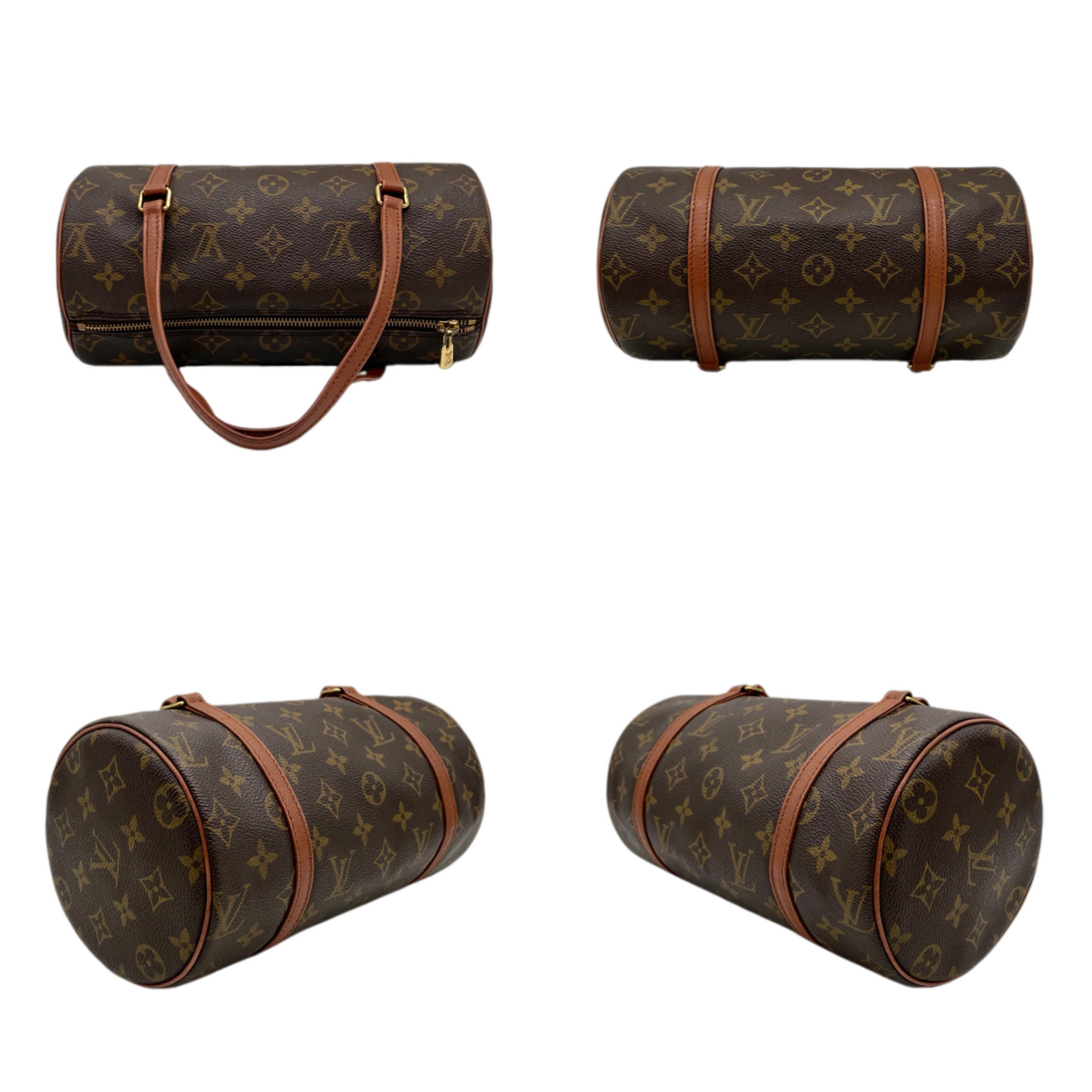 LOUIS VUITTON Monogram PVC & Leather Papillon Handle Bag 26cm M51366 Small Brown/Gold
