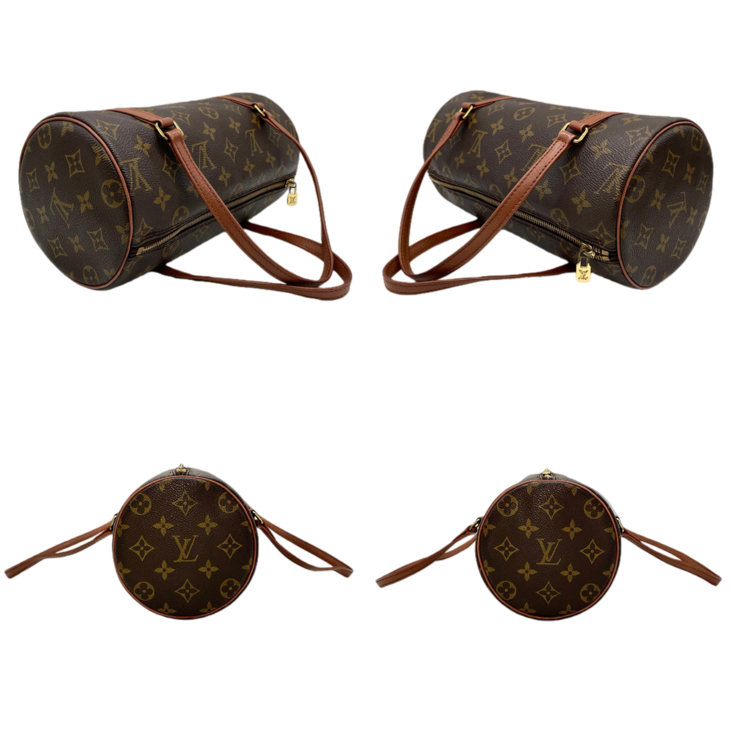 LOUIS VUITTON Monogram PVC & Leather Papillon Handle Bag 26cm M51366 Small Brown/Gold