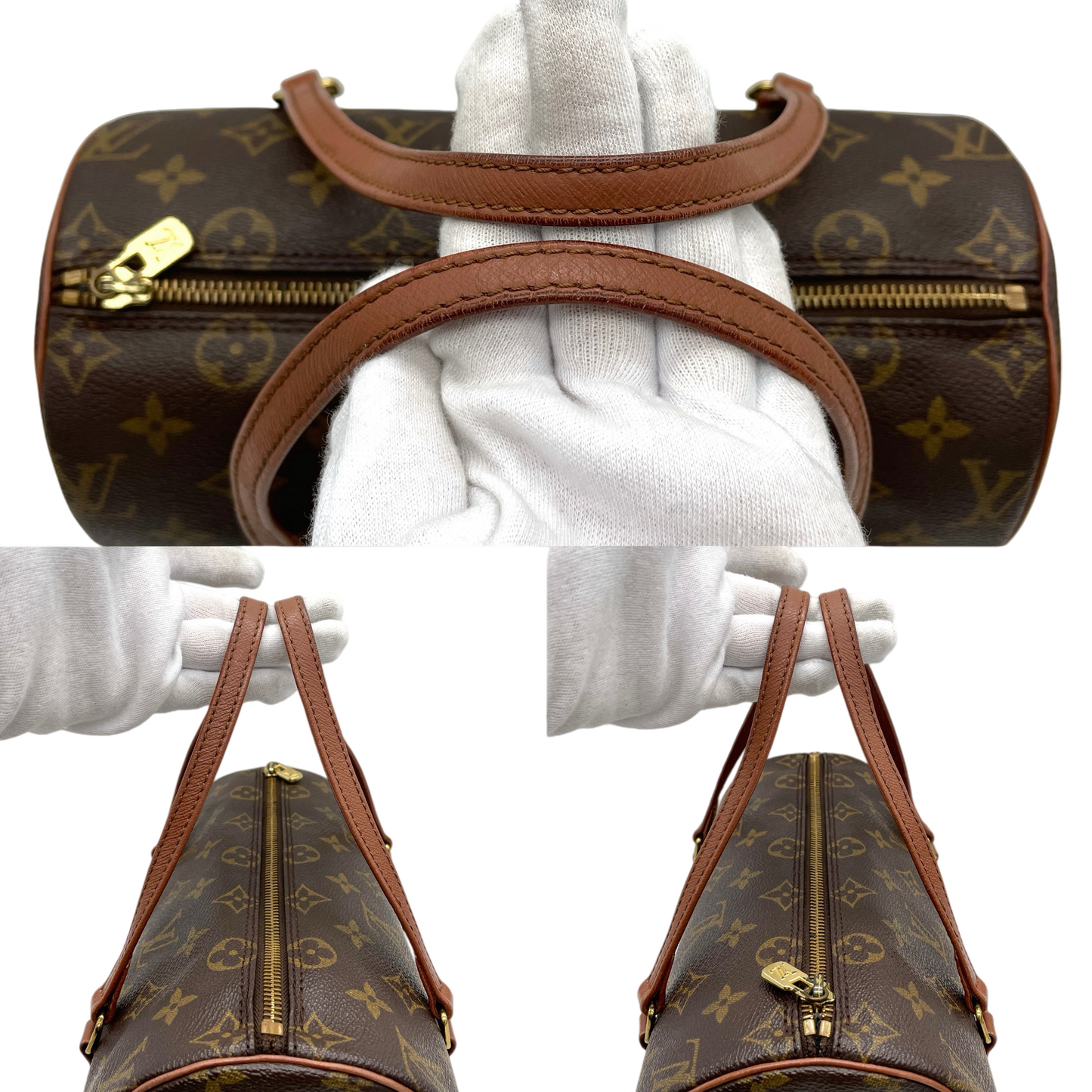 LOUIS VUITTON Monogram PVC & Leather Papillon Handle Bag 26cm M51366 Small Brown/Gold