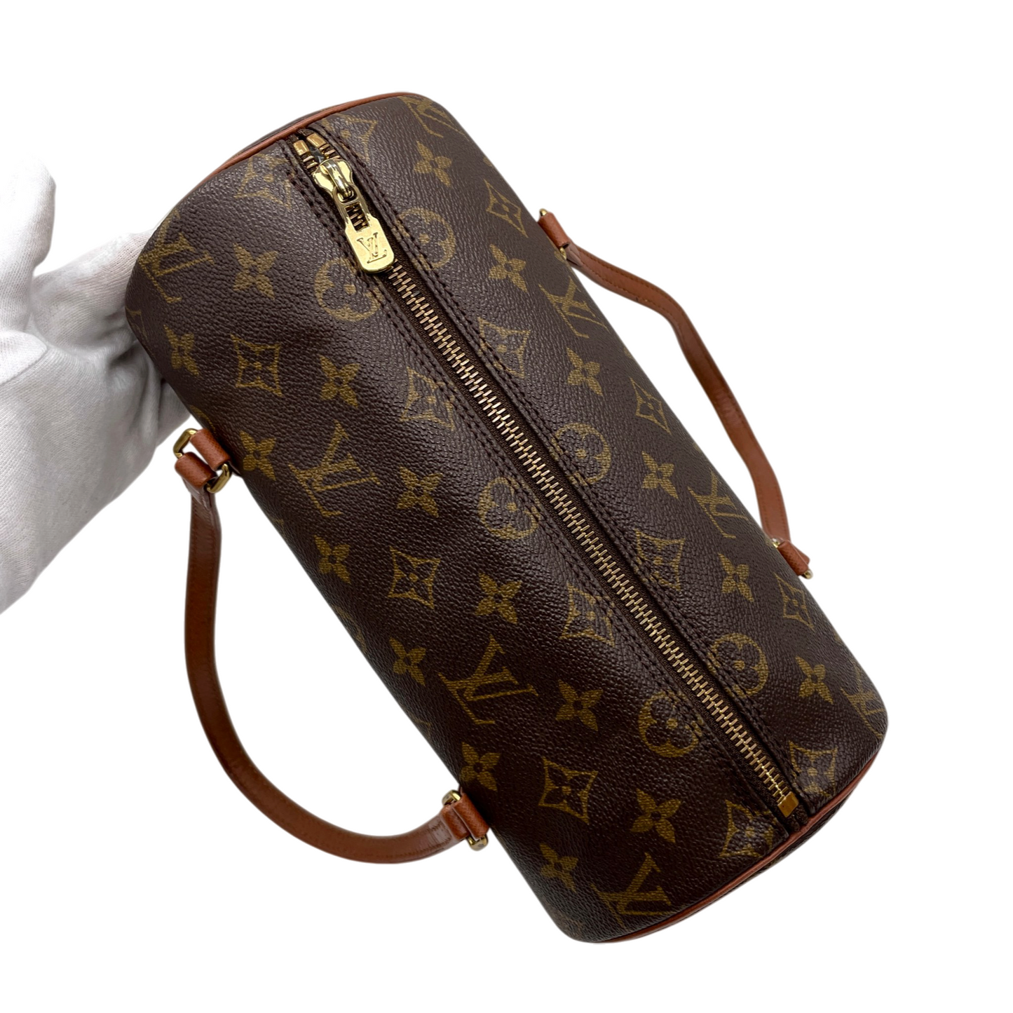 LOUIS VUITTON Monogram PVC & Leather Papillon Handle Bag 26cm M51366 Small Brown/Gold