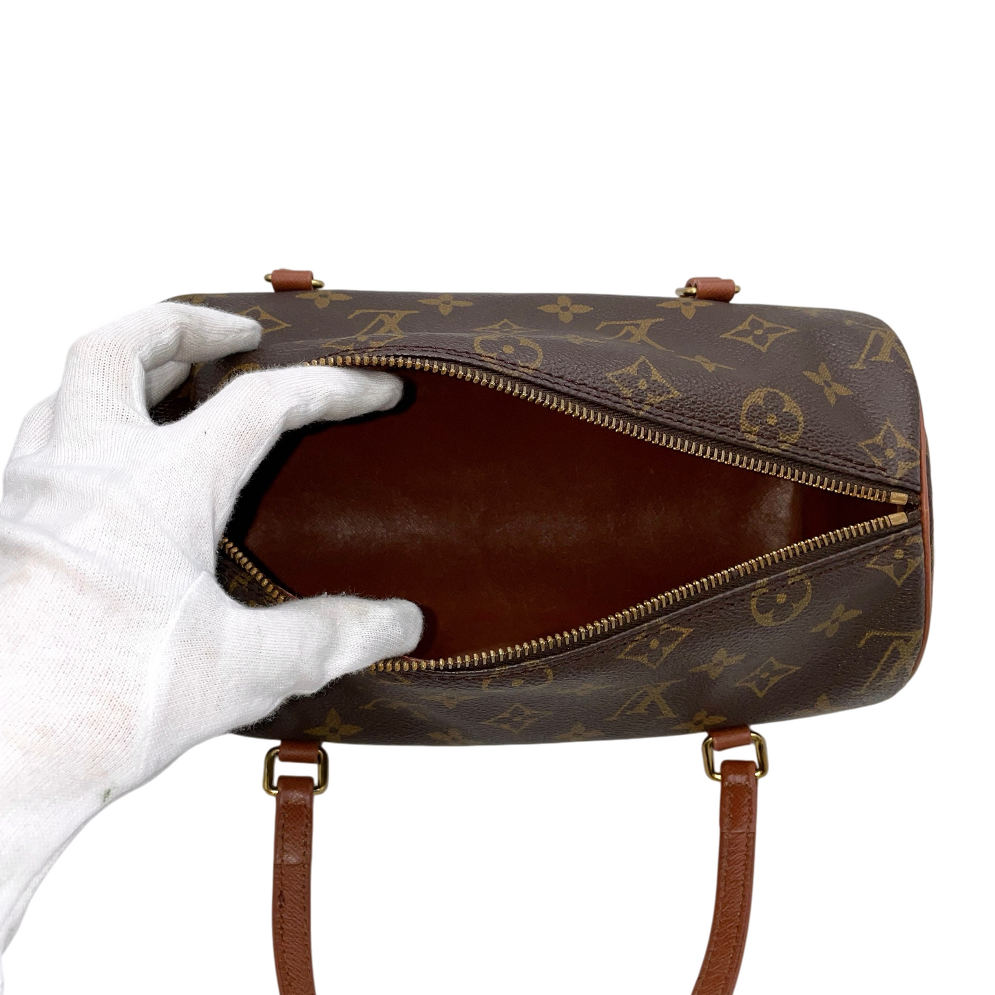 LOUIS VUITTON Monogram PVC & Leather Papillon Handle Bag 26cm M51366 Small Brown/Gold