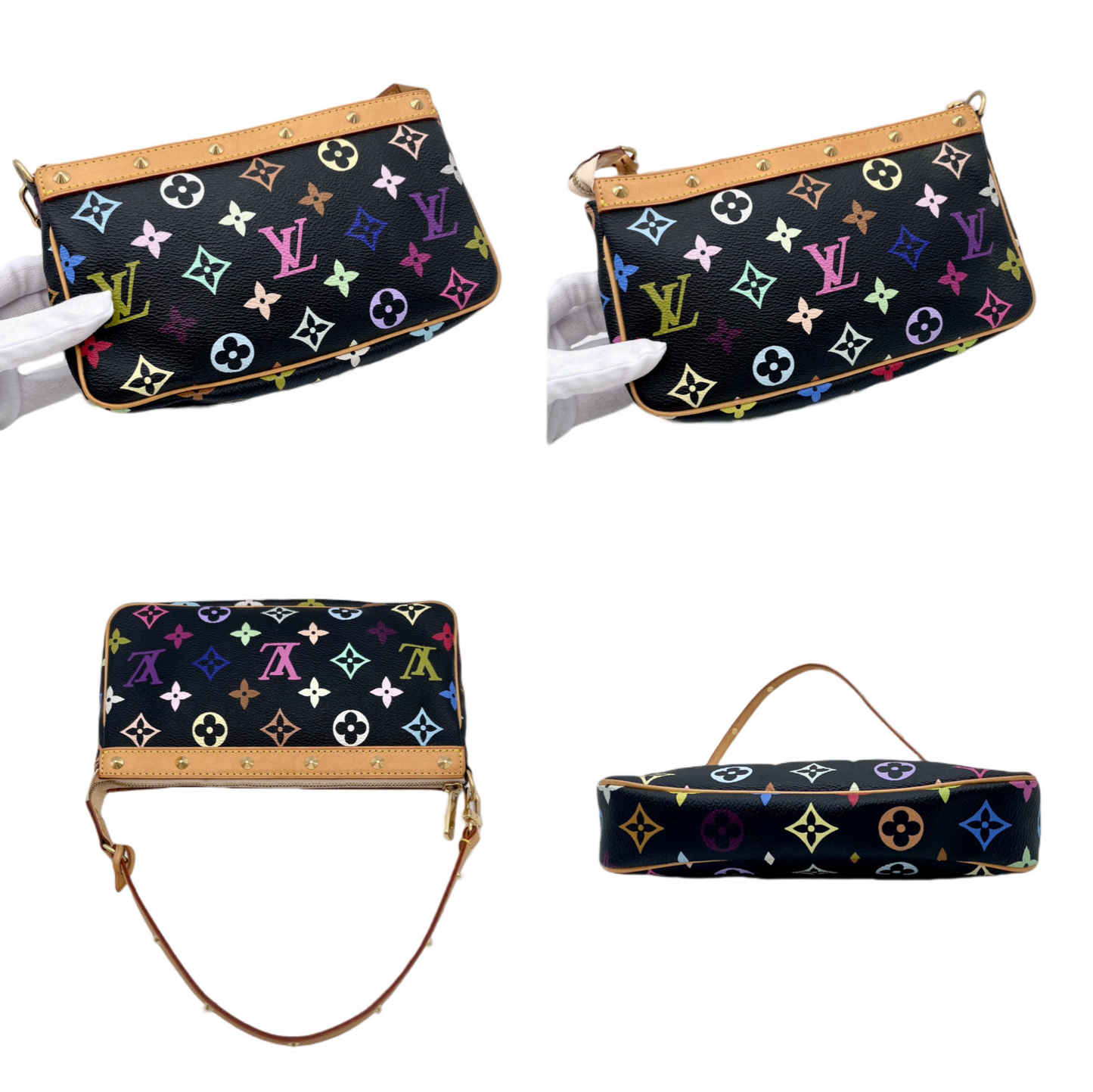 RARE☆☆AUTH Pre-owned LOUIS VUITTON Monogram Multicolor Pochette Accessory