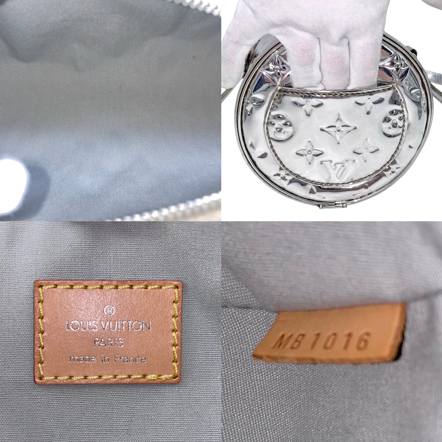 RARE★★★★★LOUIS VUITTON 2006 Monogram Miroir Leather Papillon Handle Bag M95269 Small Silver