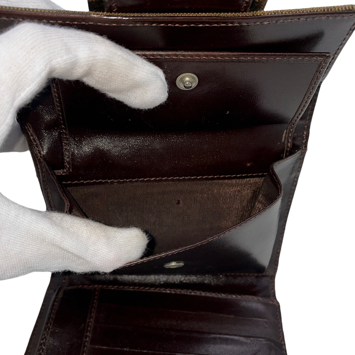 FENDI Zucca Canvas Short Wallet Brown &amp; Silver