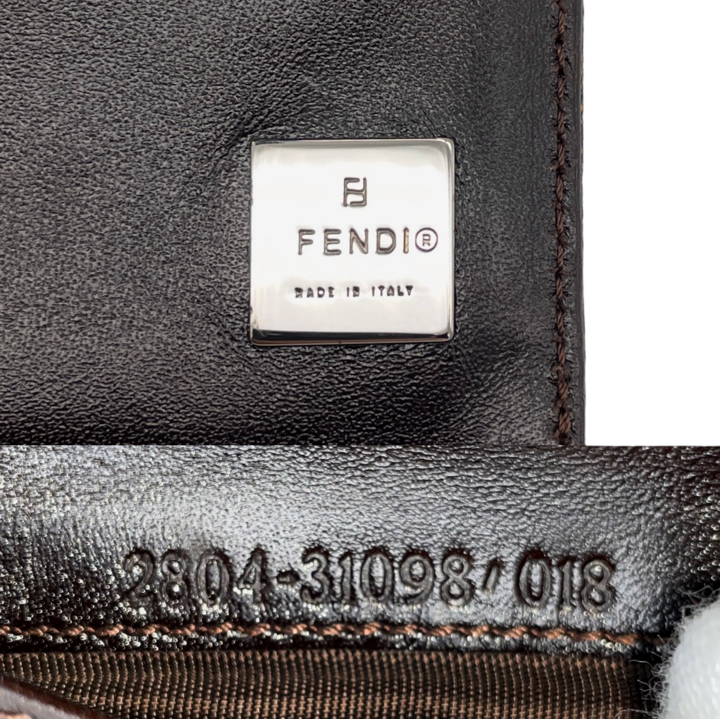 FENDI Zucca Canvas Short Wallet Brown &amp; Silver
