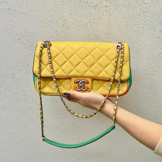 RARE☆☆☆CHANEL 31 RUE CAMBOM ﾏﾄﾗｯｾ ｸﾗｯｸｼﾝｸﾞﾙﾌﾗｯﾌﾟ Wﾁｪｰﾝﾊﾞｯｸﾞ ｲｪﾛｰﾏﾙﾁｶﾗｰ SHW