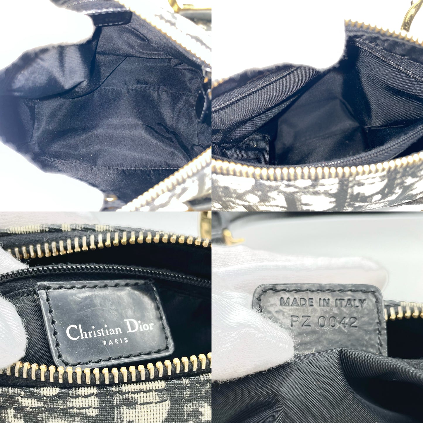 AUTH Pre-owned CHRISTIAN DIOR ﾄﾛｯﾀｰﾐﾆﾎﾞｽﾄﾝ ﾌﾞﾗｯｸ/ｺﾞｰﾙﾄﾞ