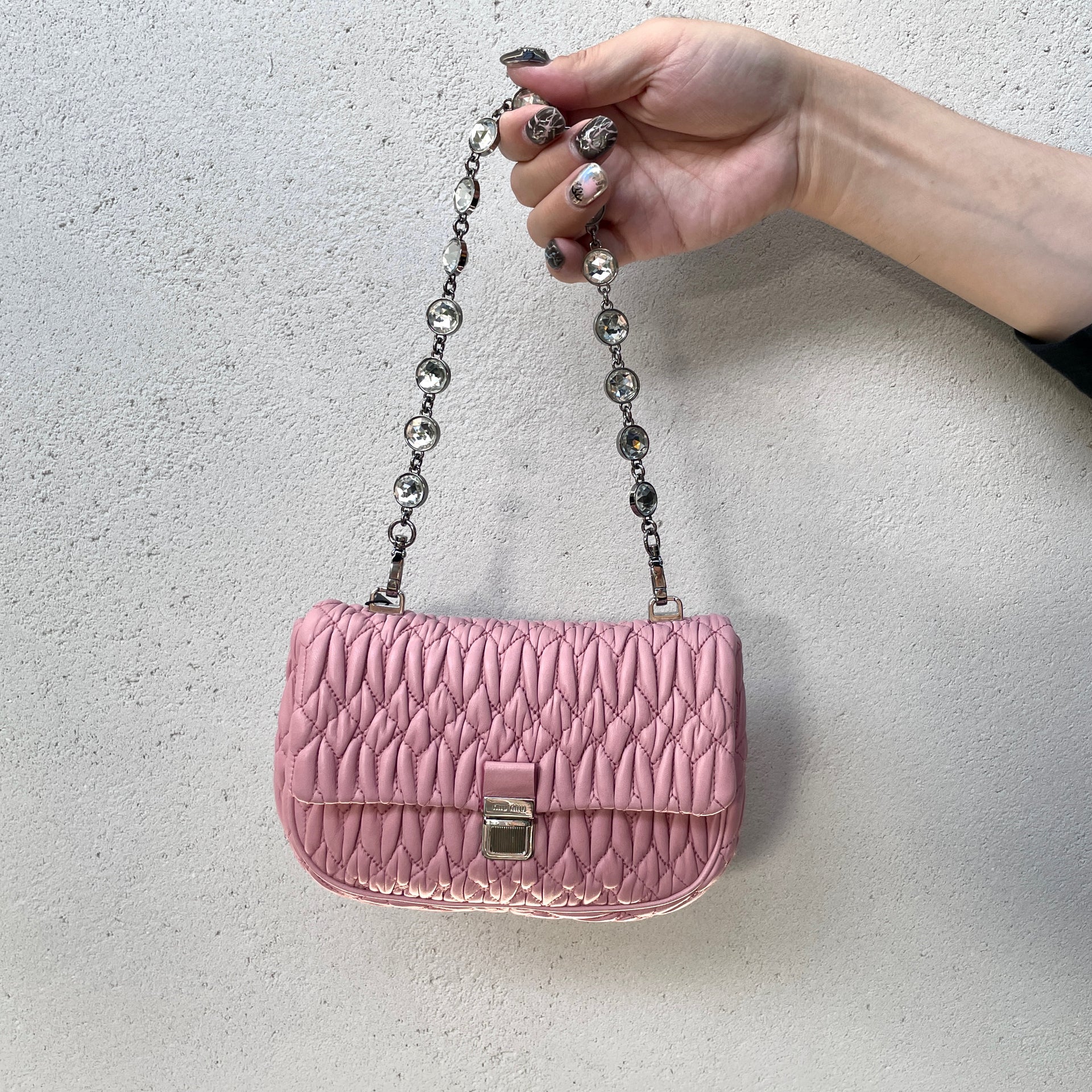 美品✨ ミュウミュウ クリスタル マテラッセ 2way ショルダーバッグ 甘  