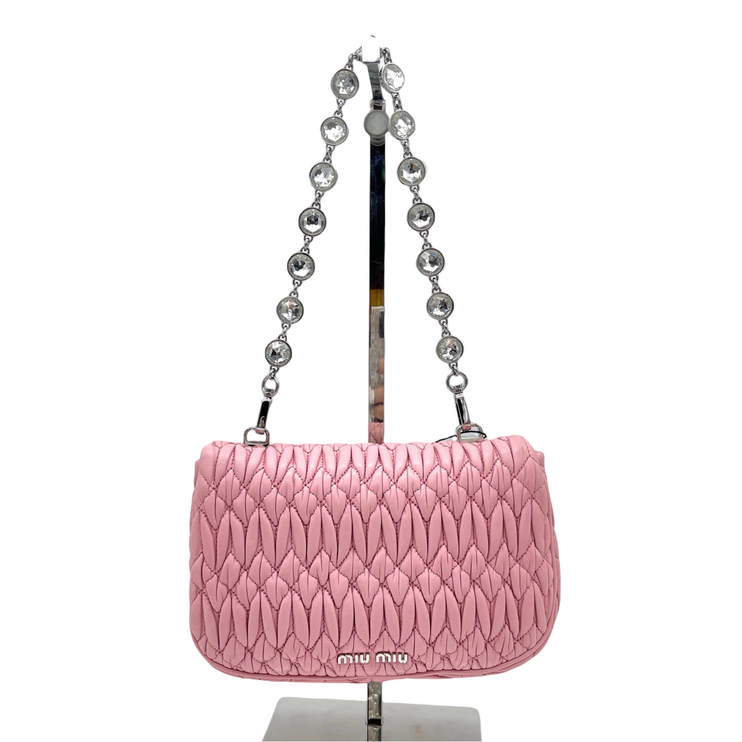 RARE☆☆☆☆MIUMIU Matellasse Crystal Chain 2Way Shoulder Bag