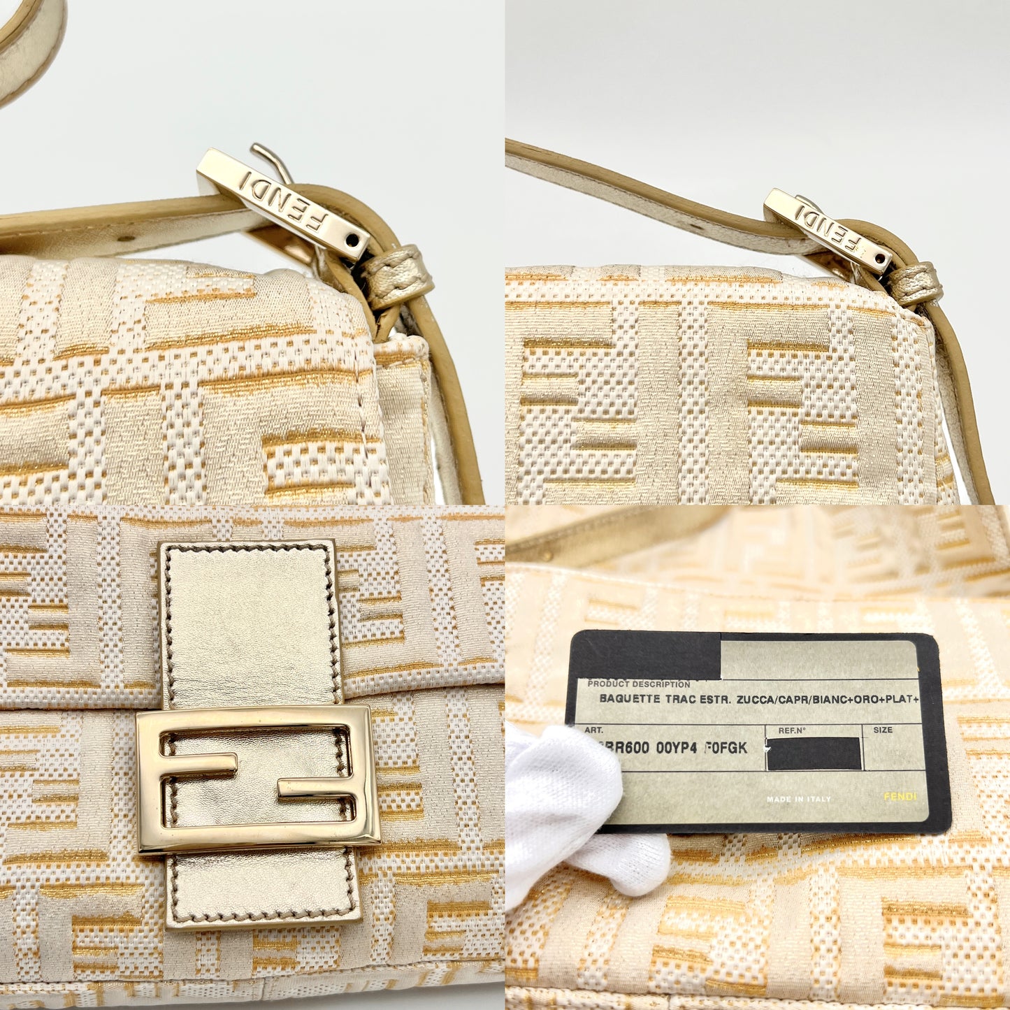 RARE☆☆☆AUTH Pre-owned FENDI ｽﾞｯｶｺﾞｰﾙﾄﾞ ﾏﾝﾏﾊﾞｹｯﾄPM