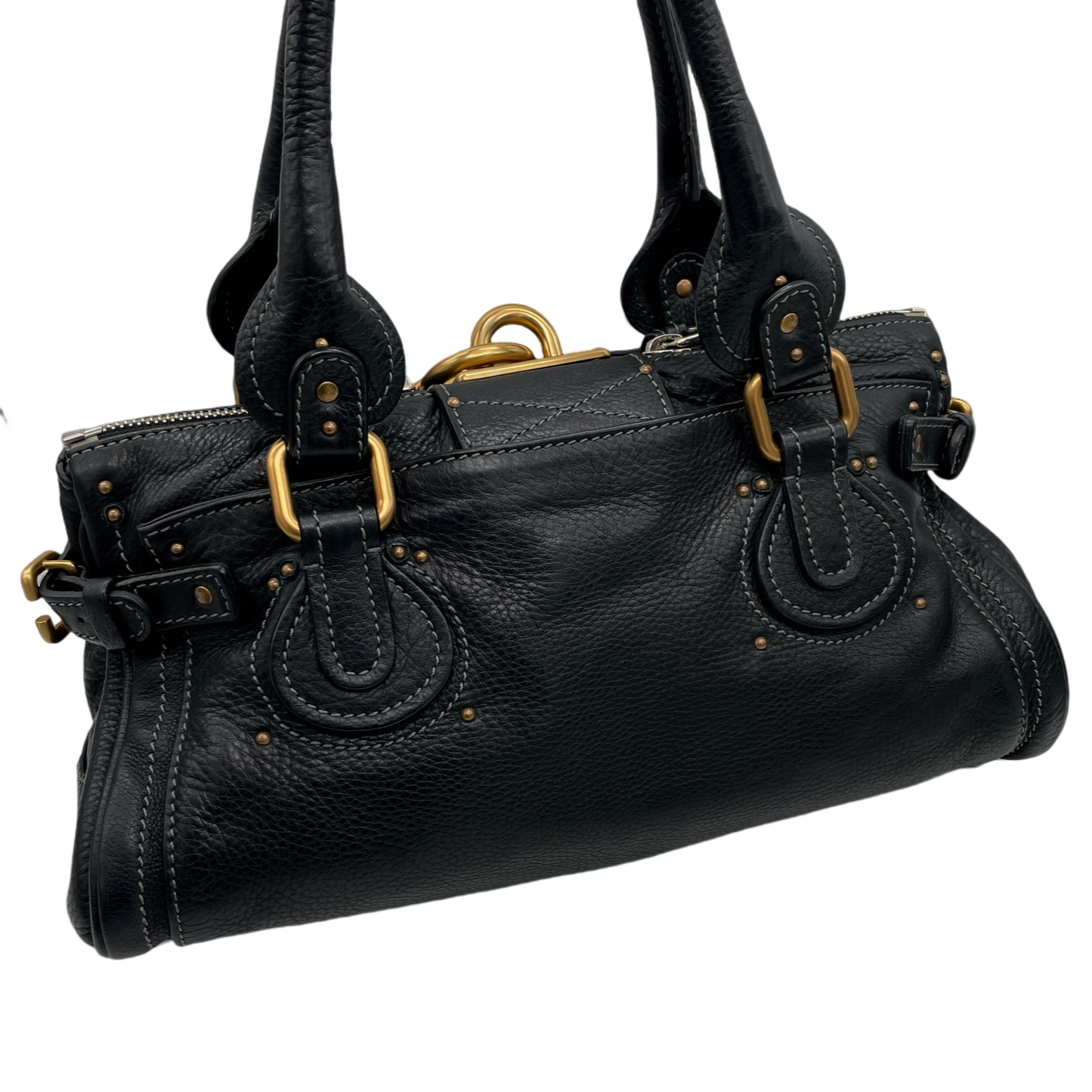 RARE☆☆☆Chloé Paddington Padlock Shoulder Bag Black &amp; Gold