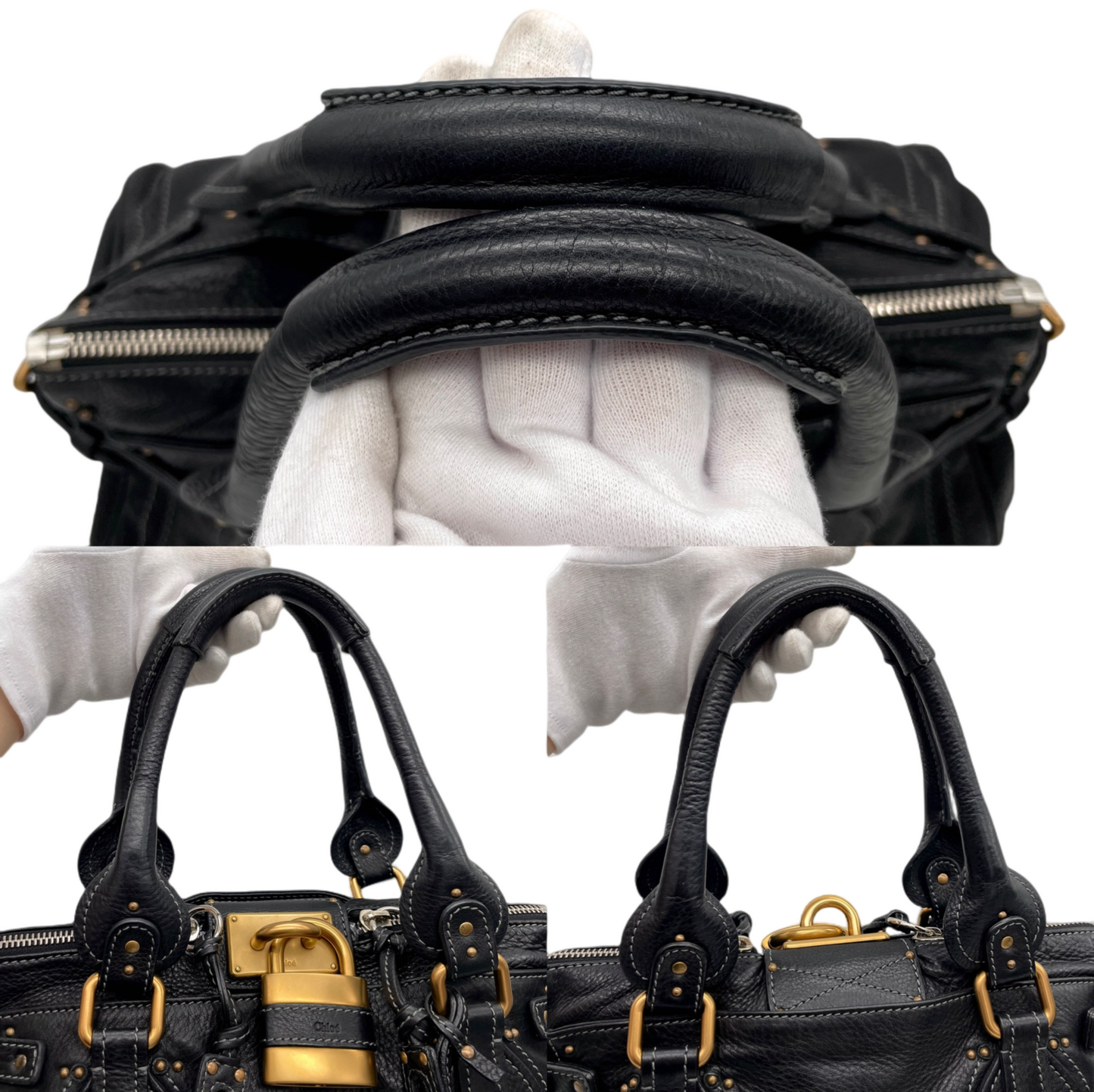RARE☆☆☆Chloé Paddington Padlock Shoulder Bag Black &amp; Gold