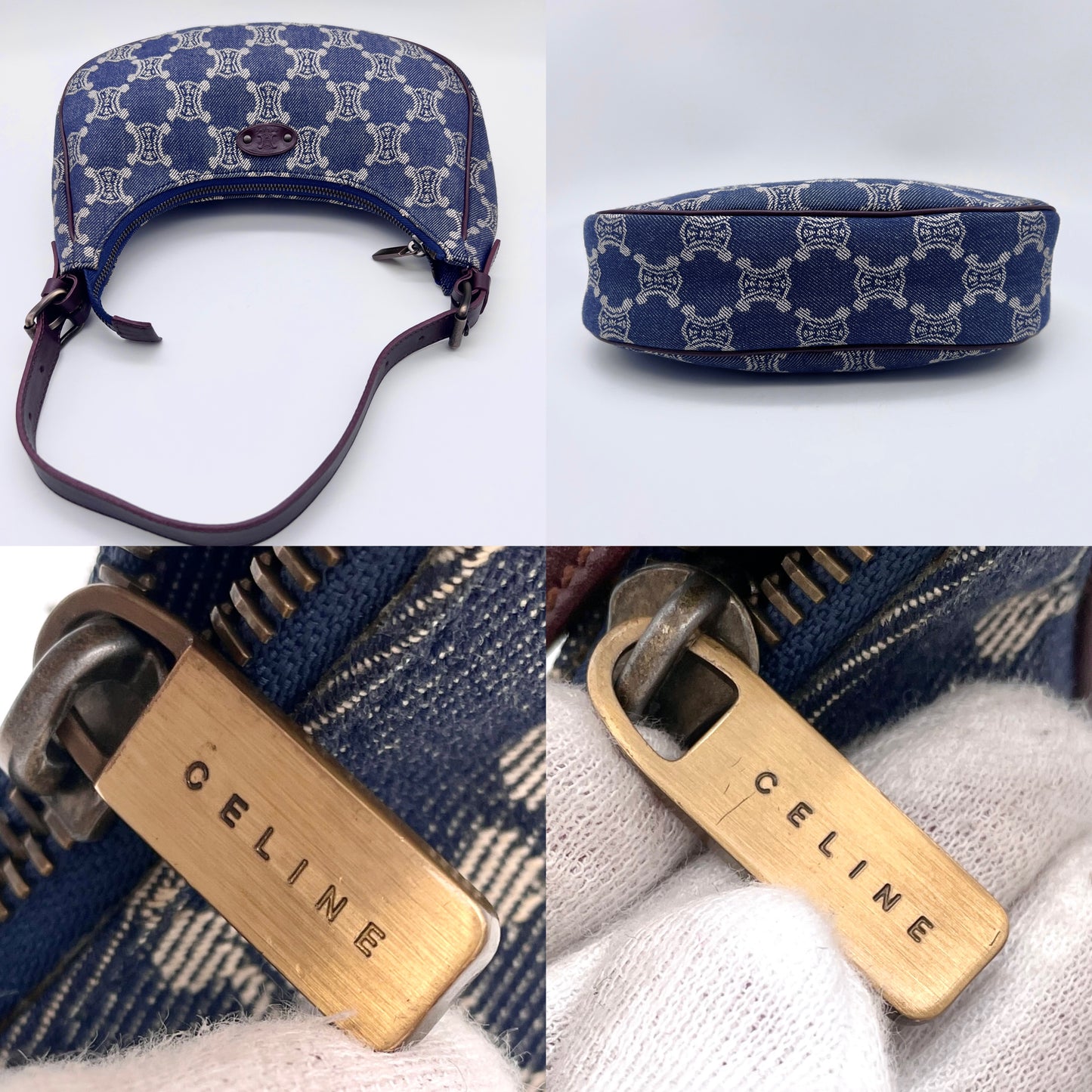 AUTH 二手 CELINE 牛仔布 Palima Kadam 单肩包