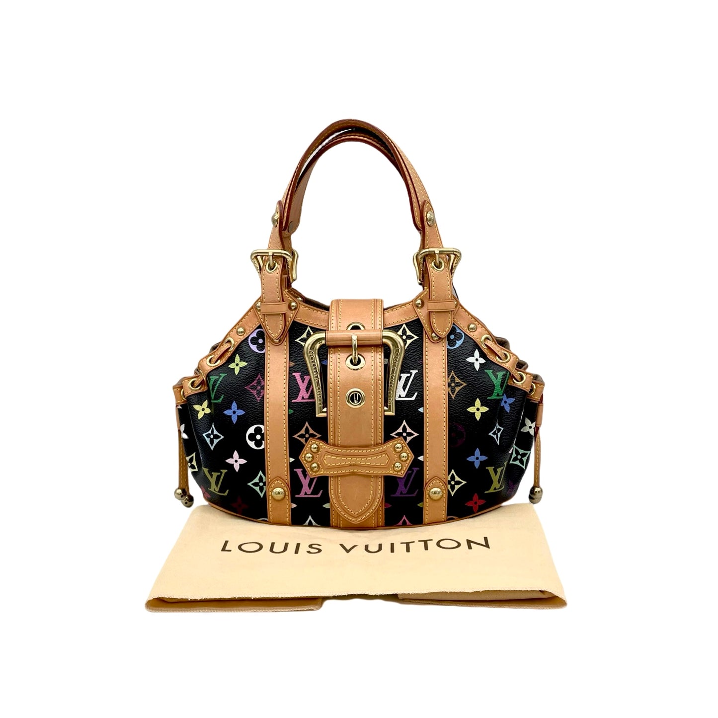 RARE☆☆AUTH Pre-owned LOUIS VUITTON ﾓﾉｸﾞﾗﾑ･ﾏﾙﾁｶﾗｰ ﾌﾞﾗｯｸ ﾃﾀﾞGM ﾊﾝﾄﾞﾊﾞｯｸﾞ