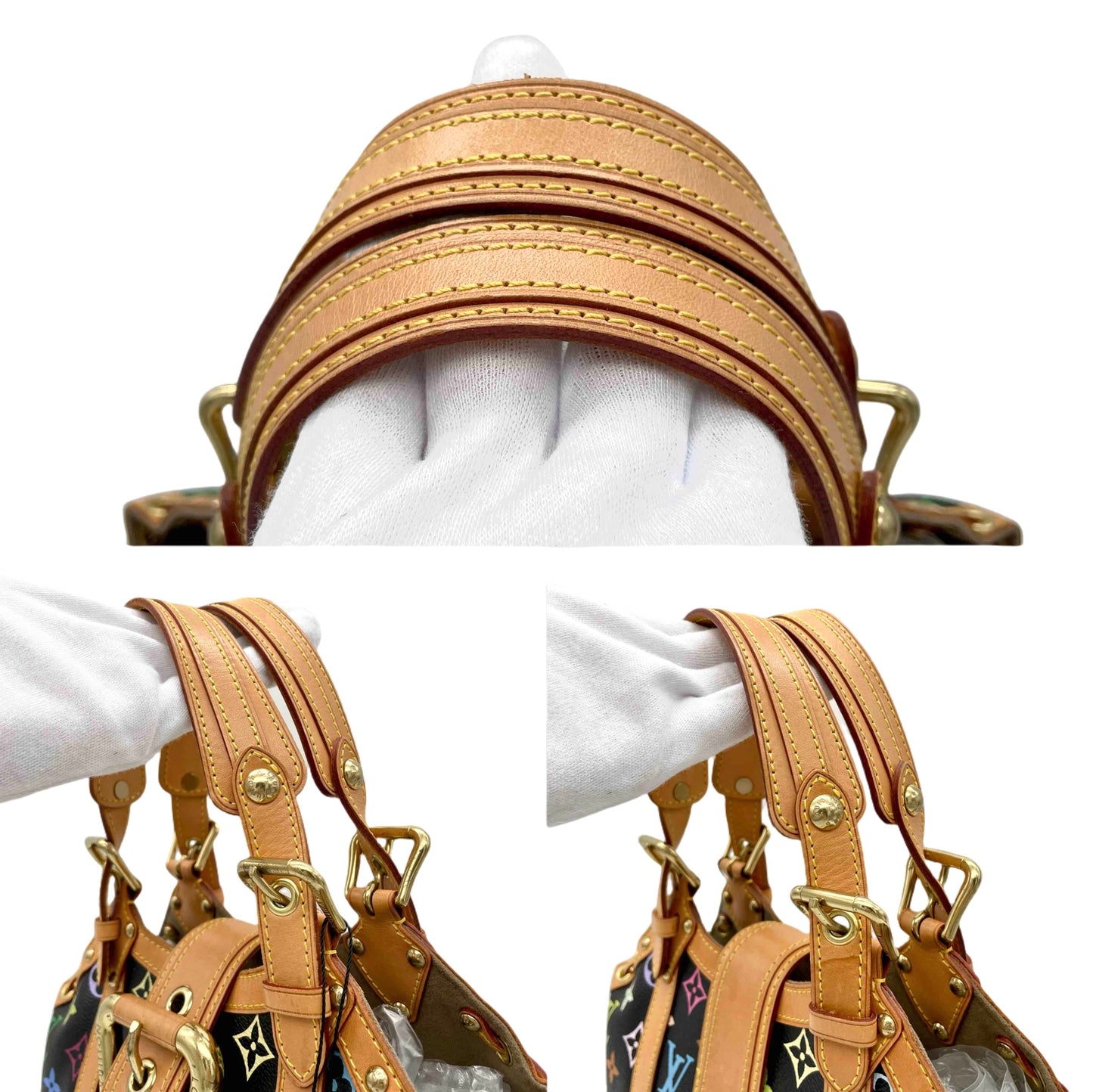 RARE☆☆AUTH Pre-owned LOUIS VUITTON ﾓﾉｸﾞﾗﾑ･ﾏﾙﾁｶﾗｰ ﾌﾞﾗｯｸ ﾃﾀﾞGM ﾊﾝﾄﾞﾊﾞｯｸﾞ