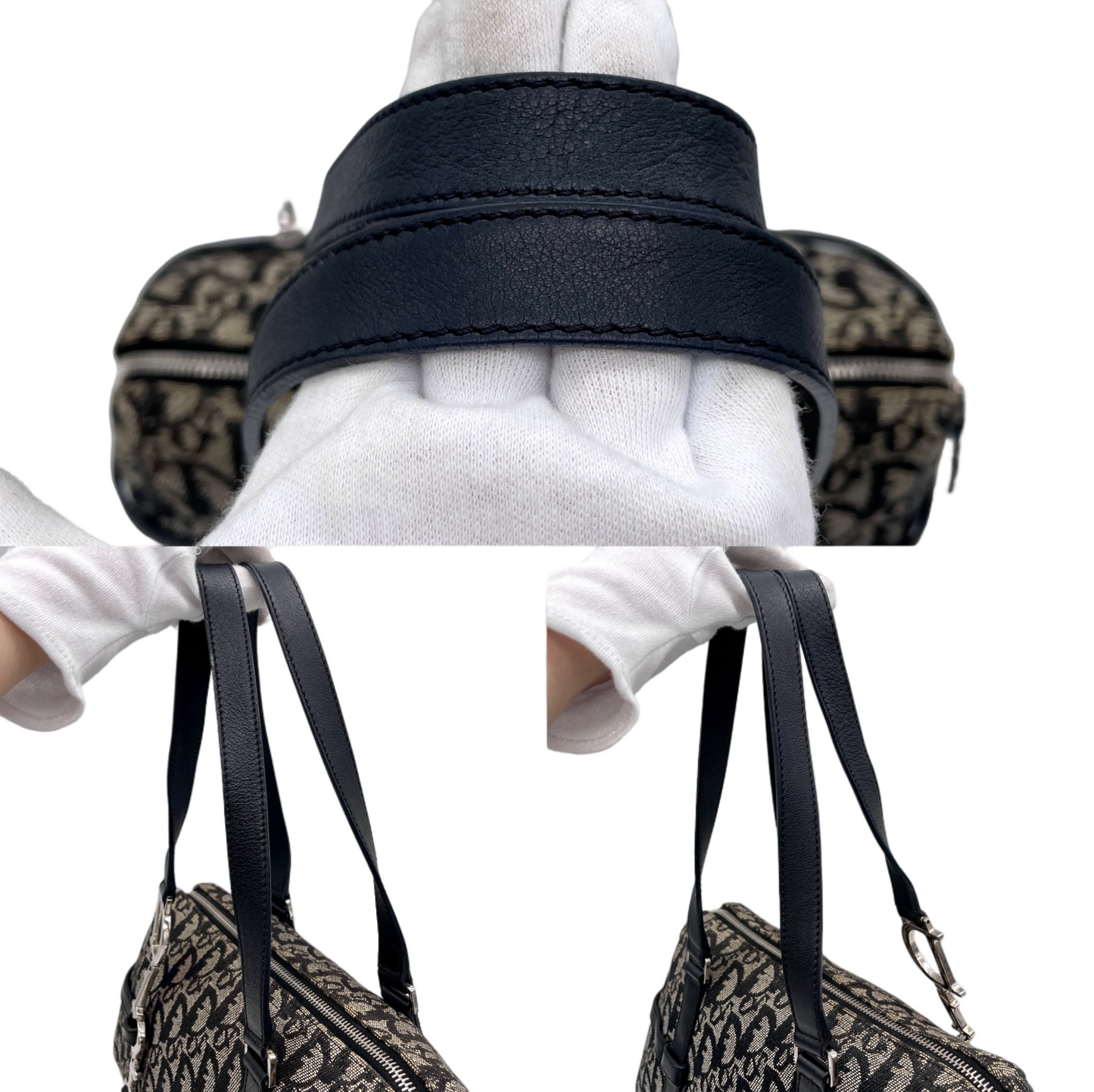 RARE☆☆☆CHRISTIAN DIOR Trotter Dior Chain Shoulder D Pendant Bowling Bag Navy &amp; Silver