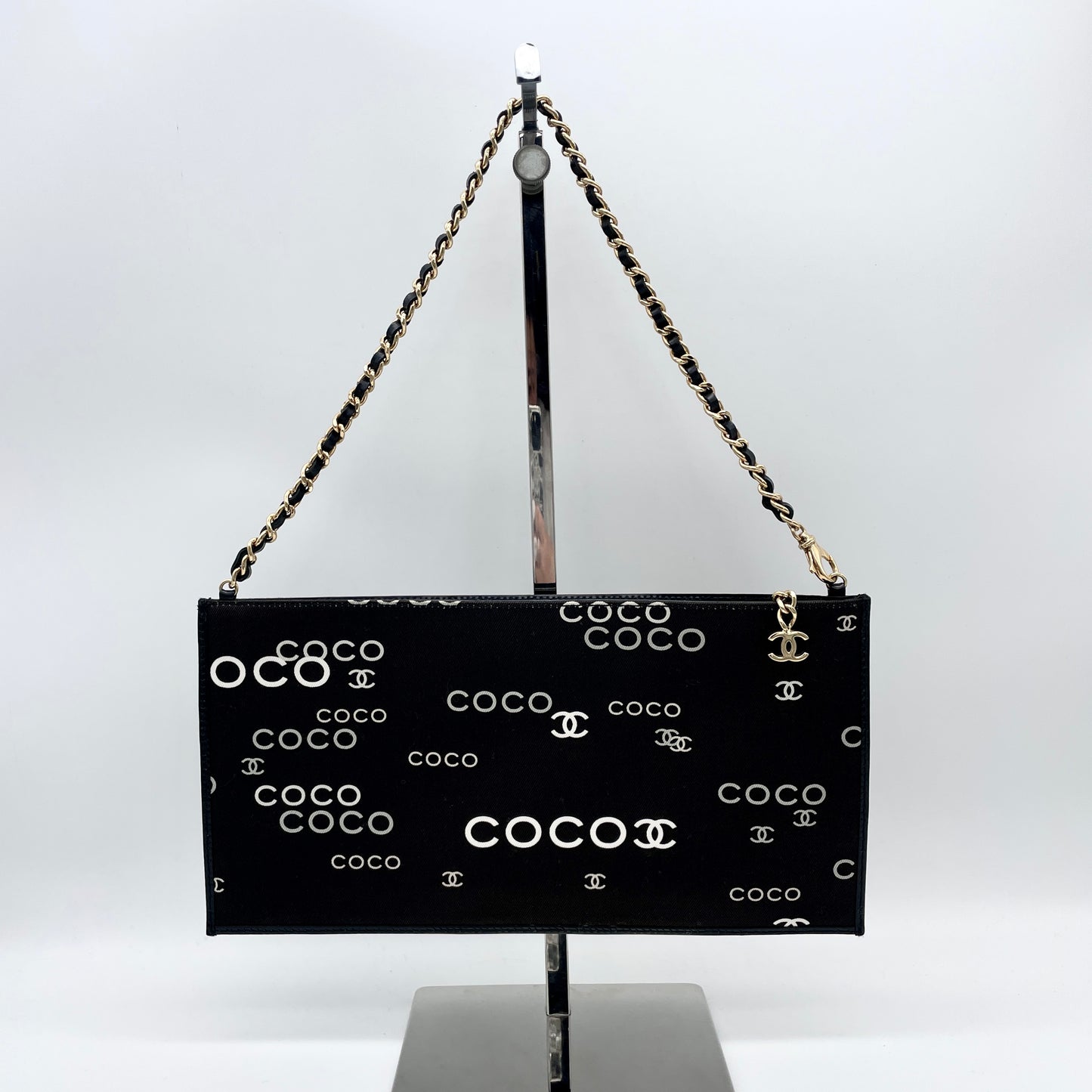 RARE☆☆☆☆CHANEL COCO Icon Mini Chain Handbag Black White GHW