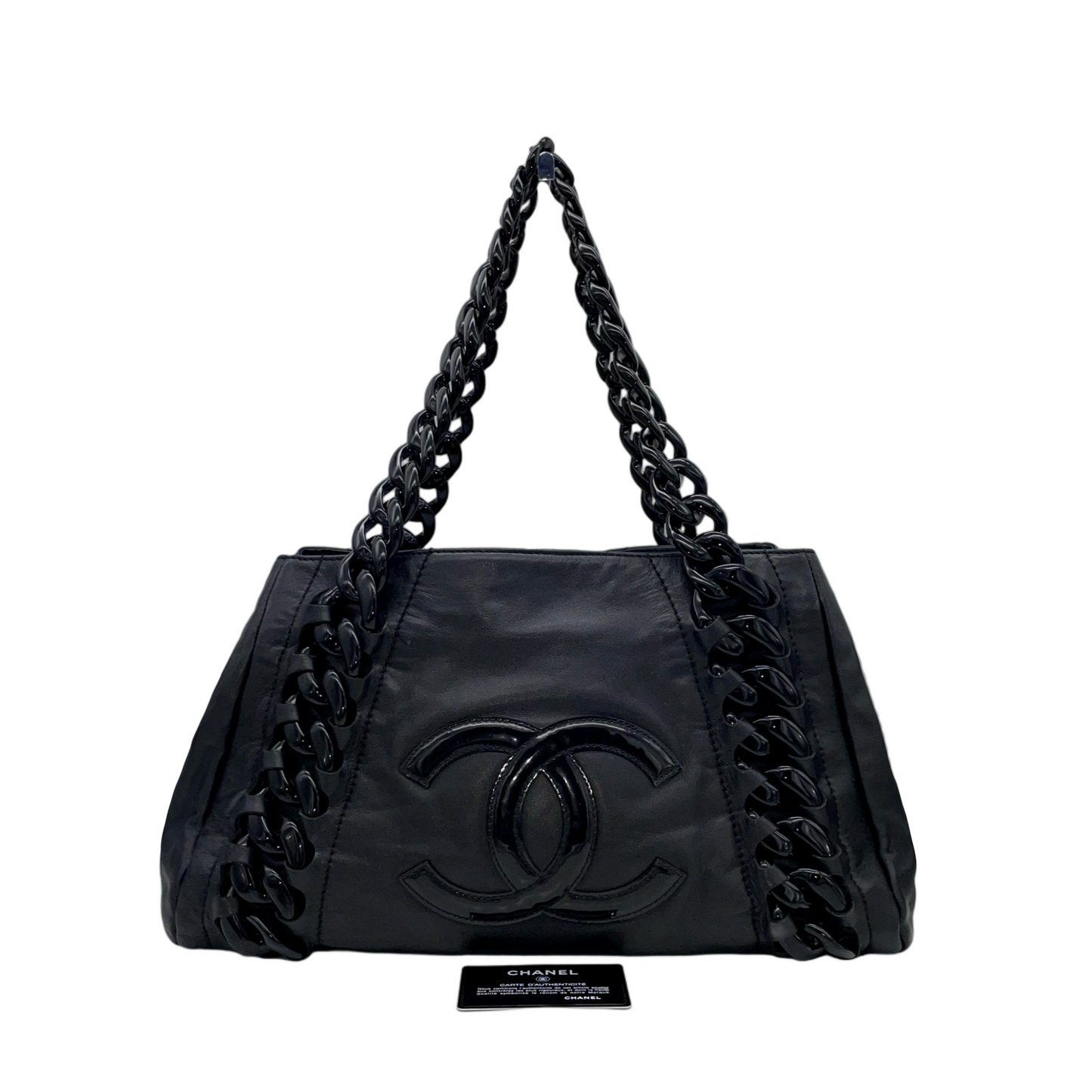 RARE☆☆☆ CHANEL Jumbo Coco Mark Plastic Chain Shoulder Hobo Tote Bag