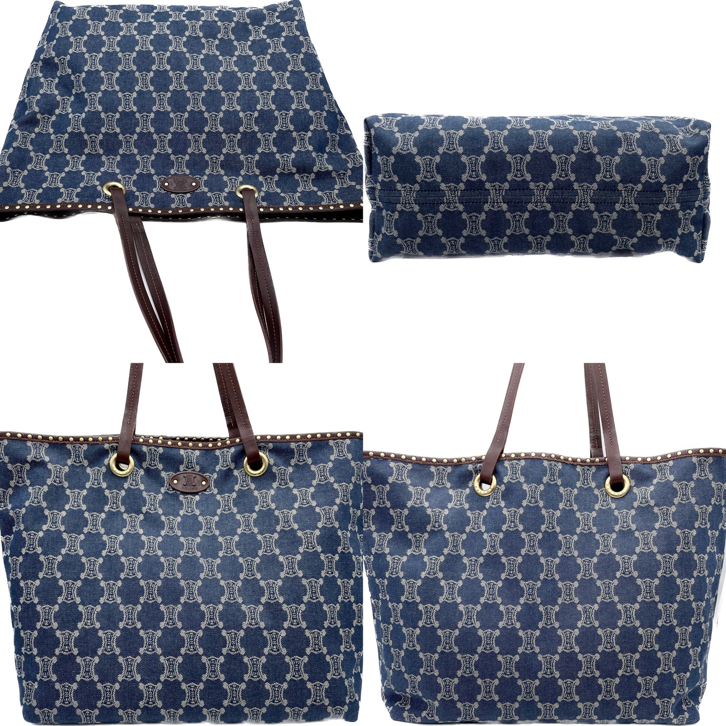 AUTH Pre-owned CELINE Denim Macadam Tote Bag GM