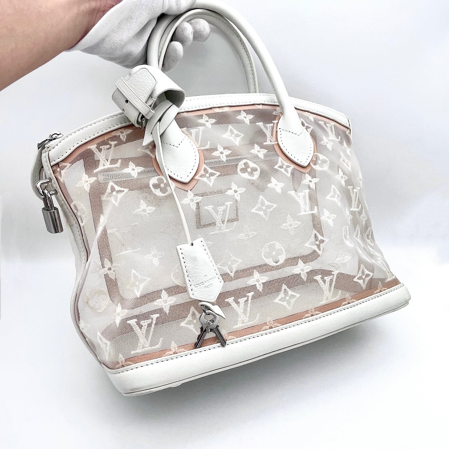 RARE☆☆☆AUTH Pre-owned LOUIS VUITTON 2012SS Collection Transparence Lockite White M40699