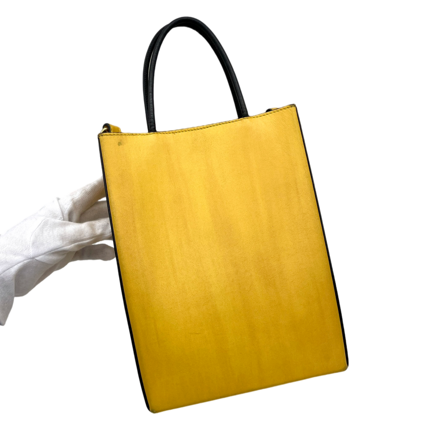 PRELOVED FENDI LOGO Shopper Bag 2Way Tote Bag Yellow &amp; Black