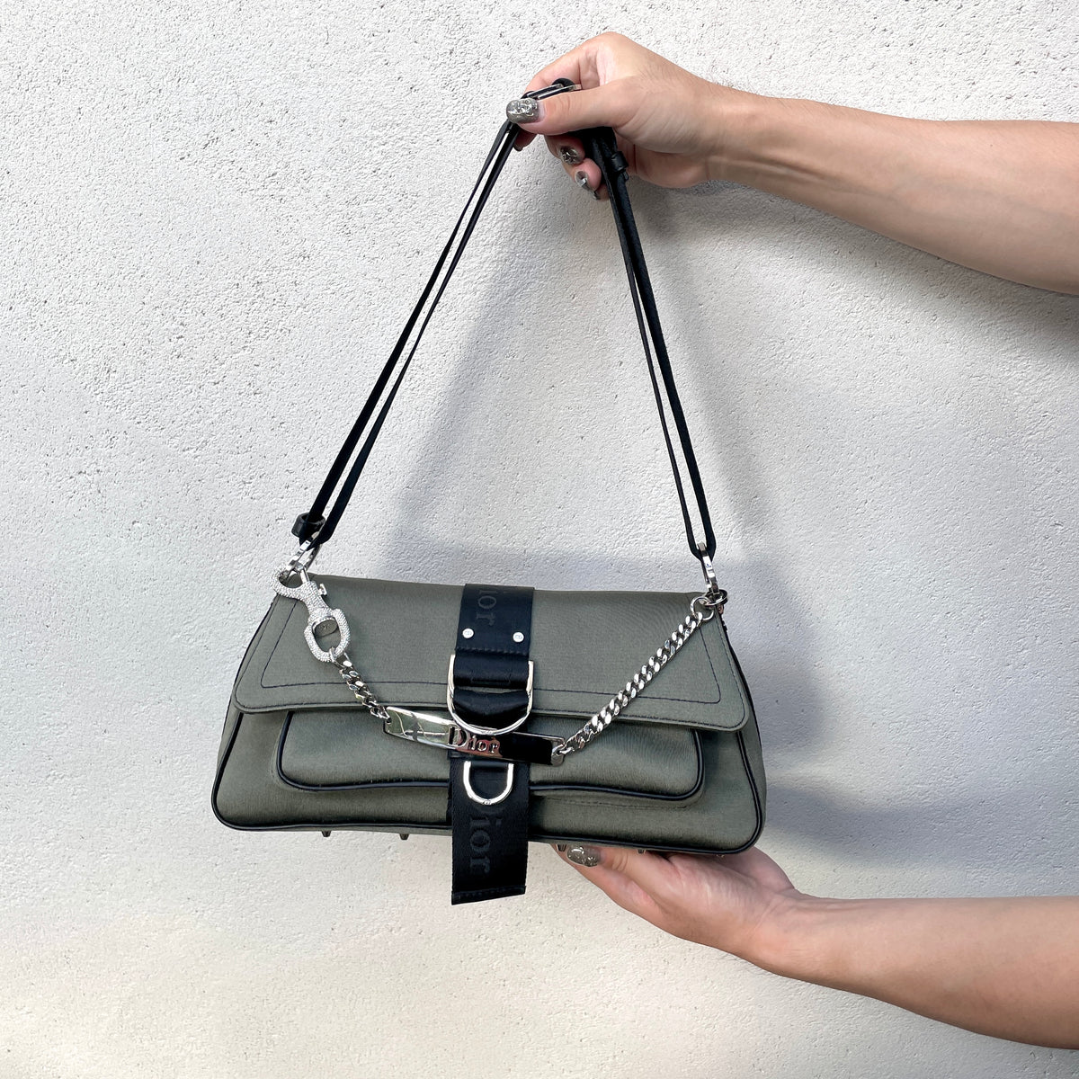 RARE CHRISTIAN DIOR Rhinestone Chain Handle 2-Way Handbag – Afar 