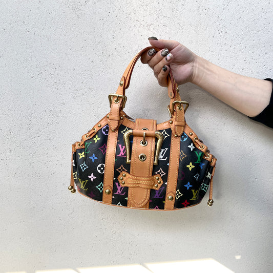 RARE☆☆AUTH Pre-owned LOUIS VUITTON ﾓﾉｸﾞﾗﾑ･ﾏﾙﾁｶﾗｰ ﾌﾞﾗｯｸ ﾃﾀﾞGM ﾊﾝﾄﾞﾊﾞｯｸﾞ