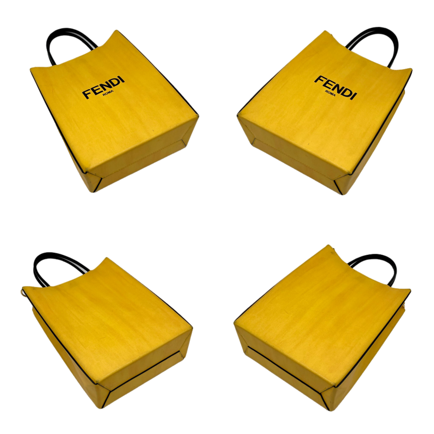 PRELOVED FENDI LOGO Shopper Bag 2Way Tote Bag Yellow &amp; Black