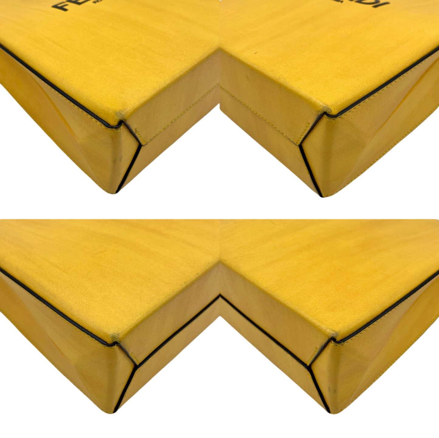 PRELOVED FENDI LOGO Shopper Bag 2Way Tote Bag Yellow &amp; Black