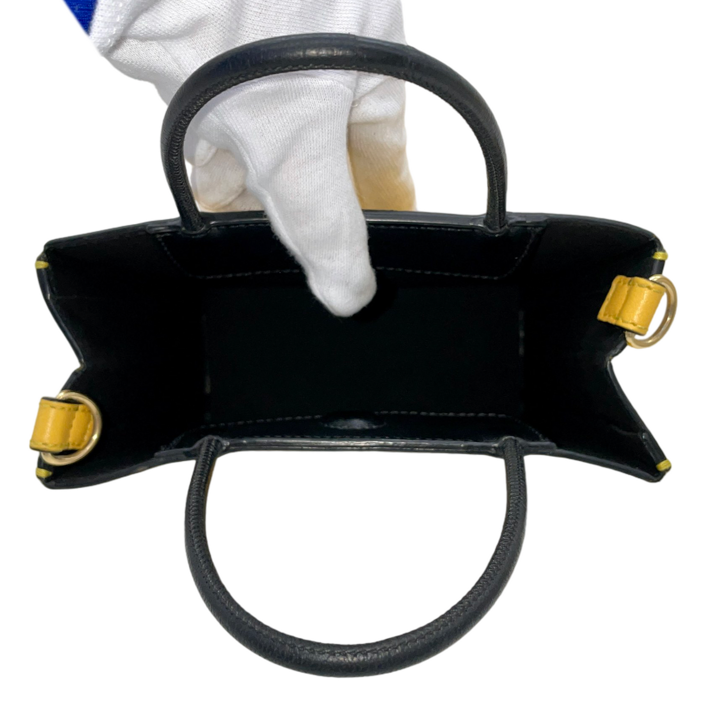 PRELOVED FENDI LOGO Shopper Bag 2Way Tote Bag Yellow &amp; Black