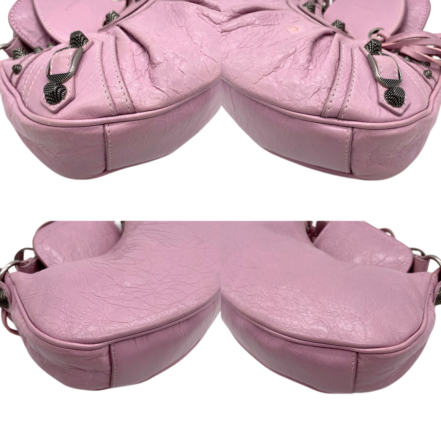 RARE★★★Balenciaga Le Cagole Arena Lambskin Shoulder Bag XS Light Pink & Antique Silver