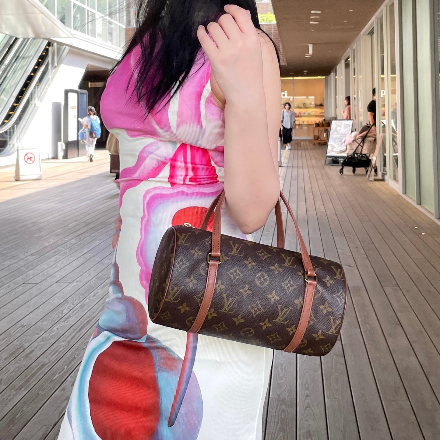 LOUIS VUITTON Monogram PVC & Leather Papillon Handle Bag 26cm M51366 Small Brown/Gold