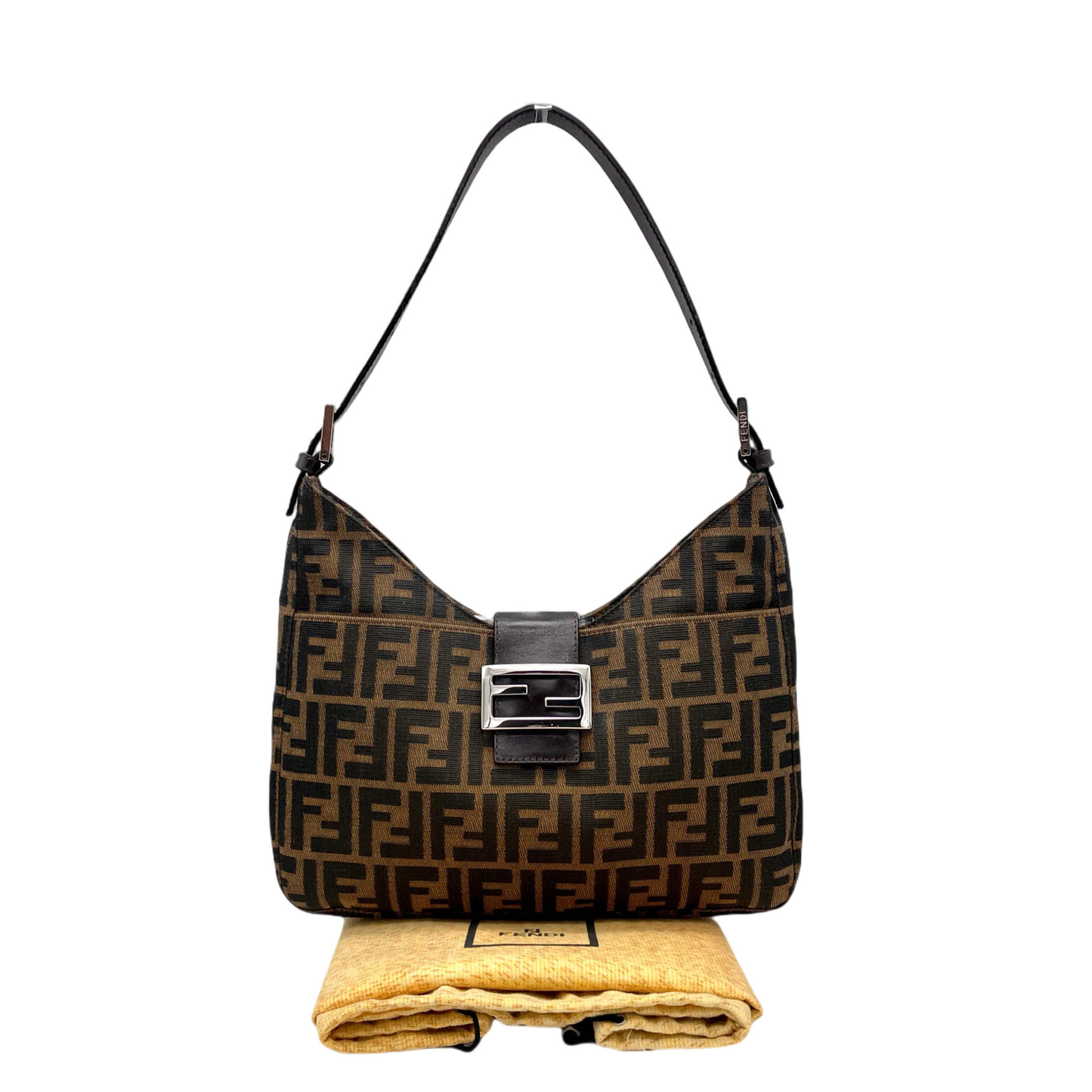 FENDI ZUCCA V-shaped Mamma Bucket Shoulder Bag