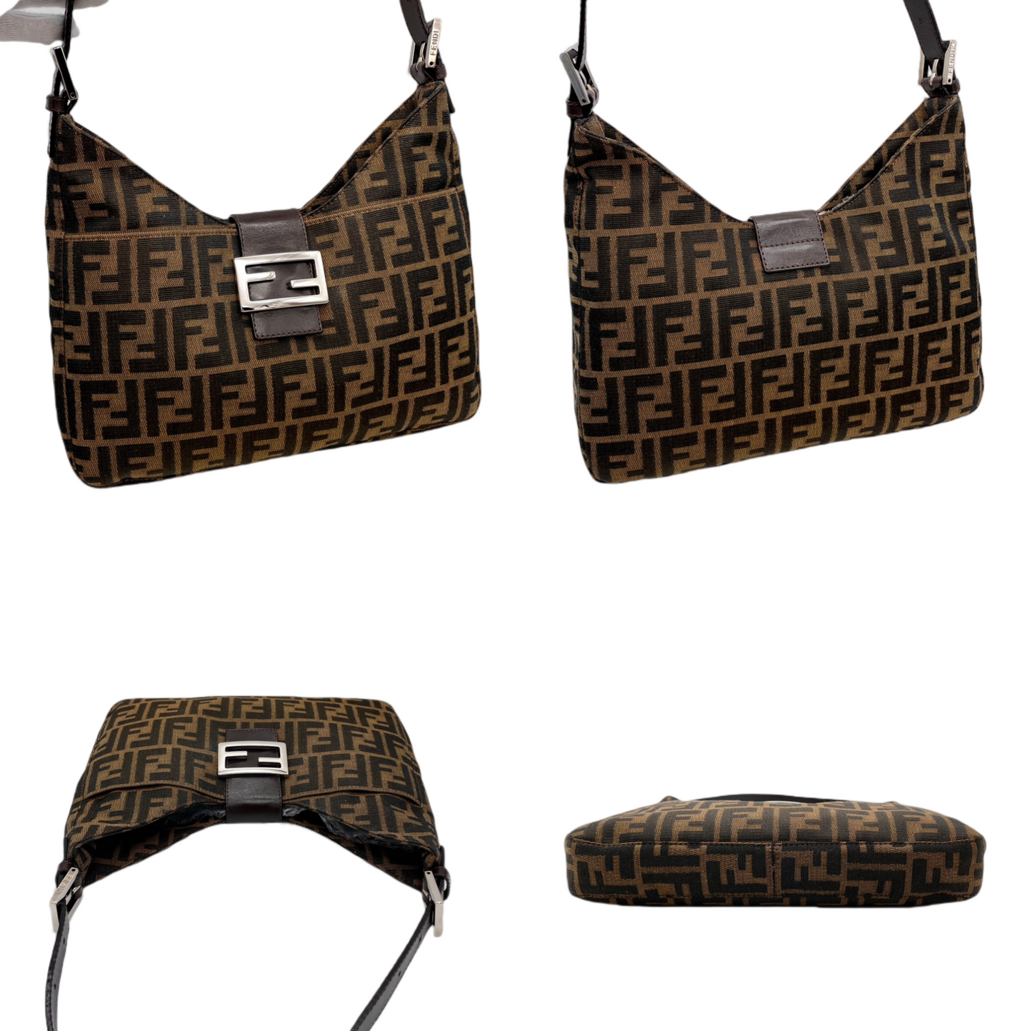 FENDI ZUCCA V-shaped Mamma Bucket Shoulder Bag