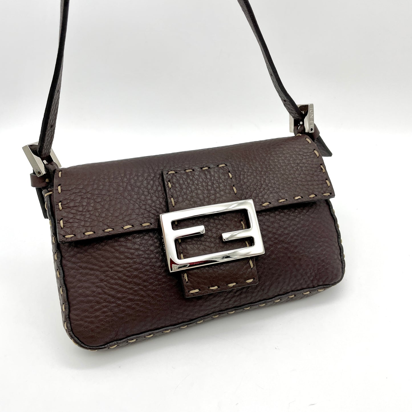 RARE☆☆☆☆FENDI Selleria Minimini Mamma Bucket Dark Brown SHW