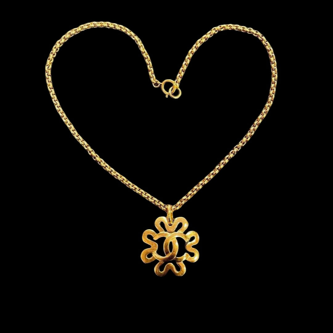 CHANEL Coco Mark Clover Necklace 95P