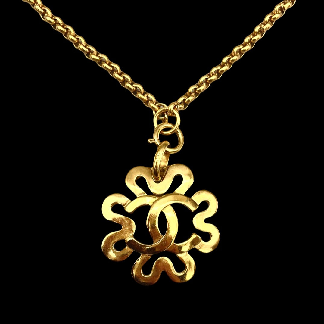 CHANEL Coco Mark Clover Necklace 95P