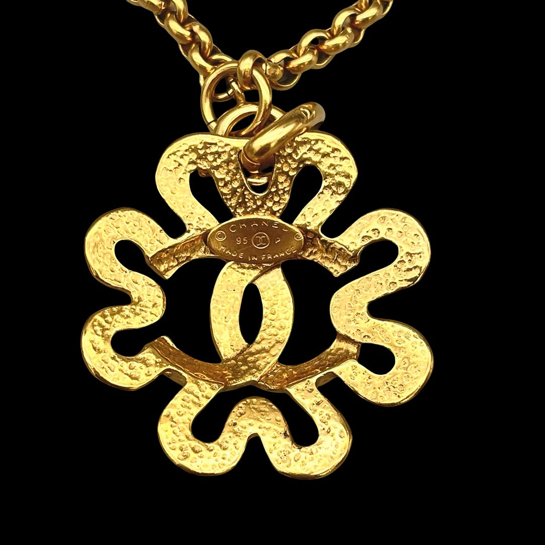 CHANEL Coco Mark Clover Necklace 95P