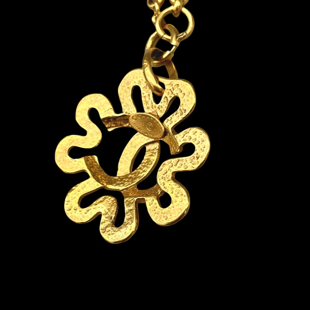 CHANEL Coco Mark Clover Necklace 95P