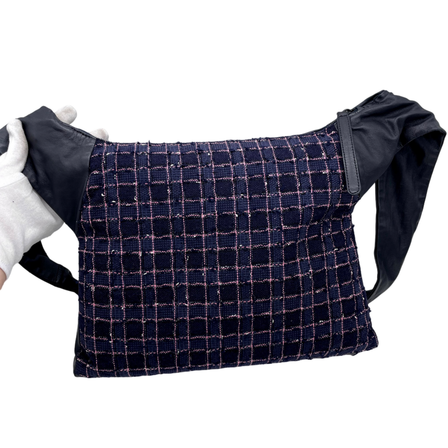 RARE☆☆☆☆☆ CHANEL 2015 SS Collection Girl Chanel Purple Tweed Black Lambskin Leather