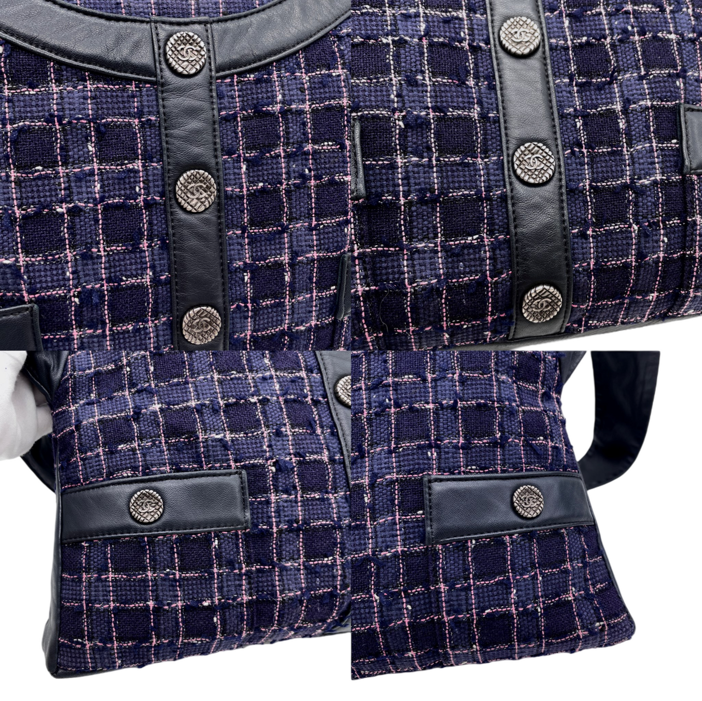 RARE☆☆☆☆☆ CHANEL 2015 SS Collection Girl Chanel Purple Tweed Black Lambskin Leather