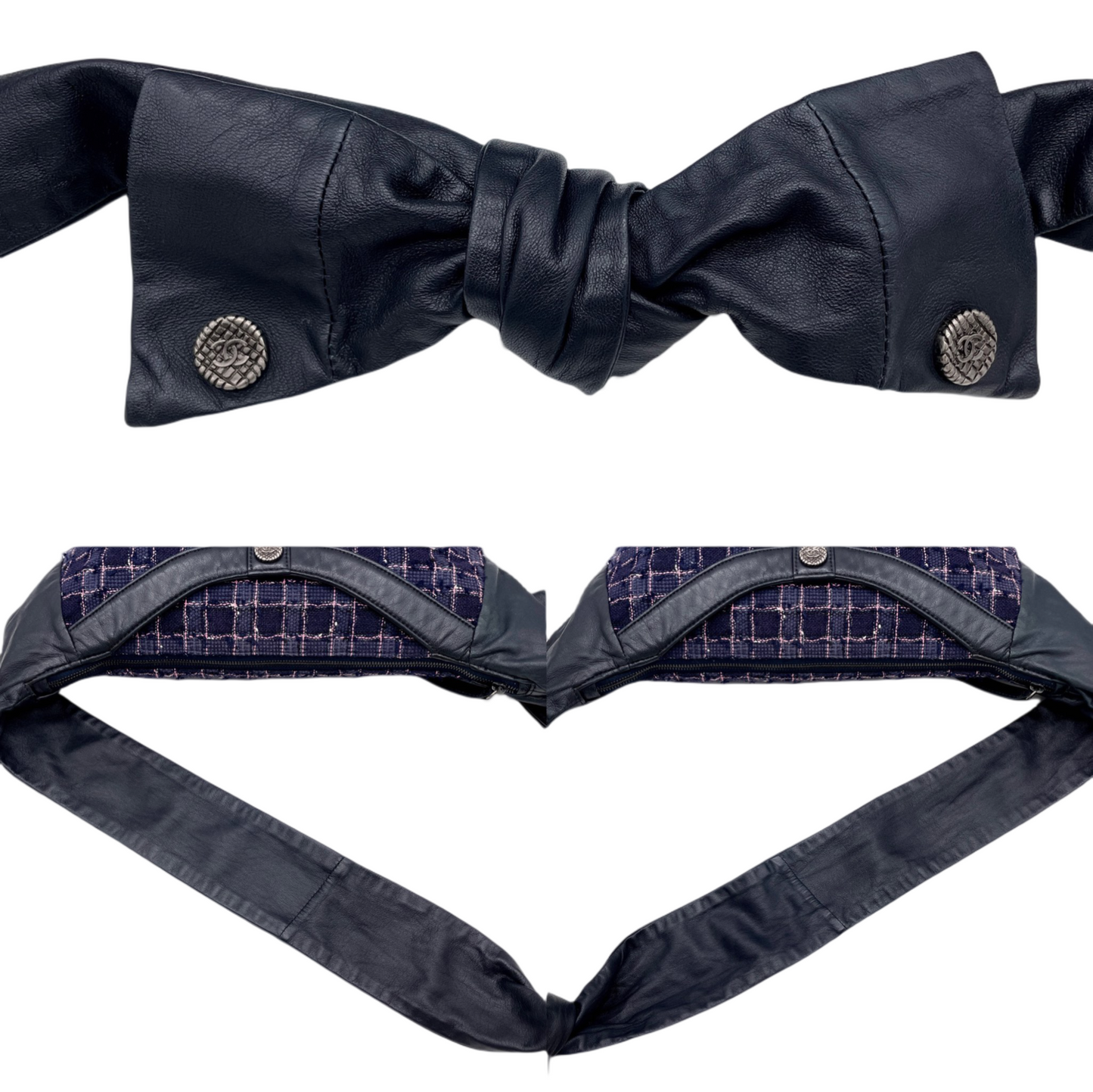 RARE☆☆☆☆☆ CHANEL 2015 SS Collection Girl Chanel Purple Tweed Black Lambskin Leather