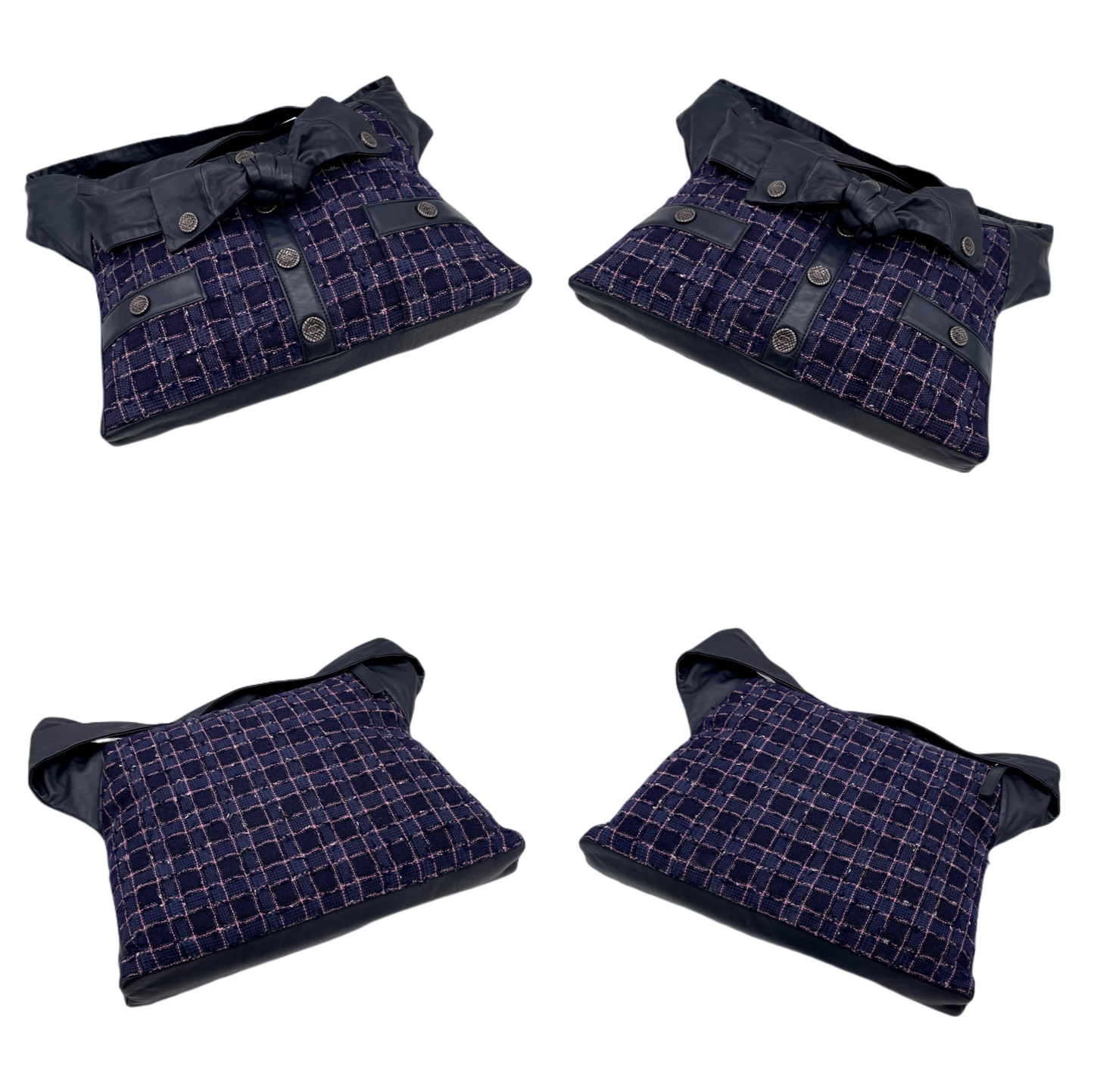 RARE☆☆☆☆☆ CHANEL 2015 SS Collection Girl Chanel Purple Tweed Black Lambskin Leather