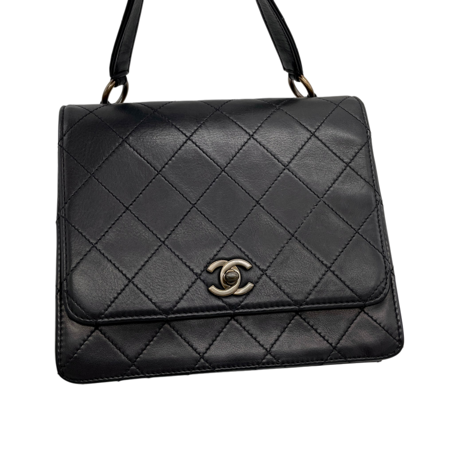 CHANEL Matelassé Kelly-Style Turn Lock Handbag