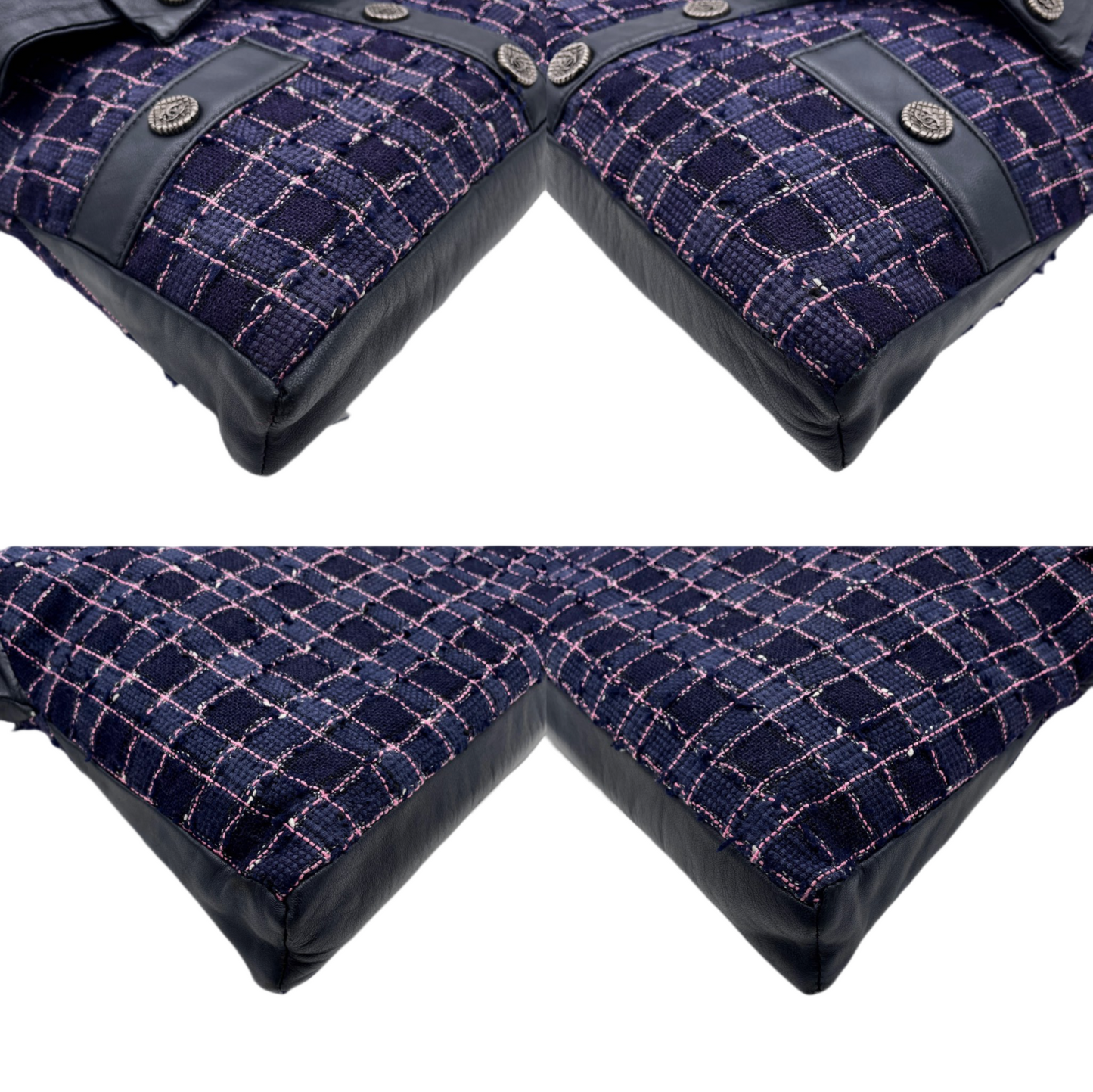 RARE☆☆☆☆☆ CHANEL 2015 SS Collection Girl Chanel Purple Tweed Black Lambskin Leather